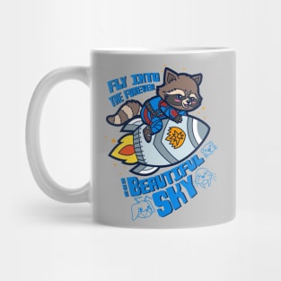 Cute Adorable Superhero Raccoon Riding Rocket Cool Movie Quote Mug